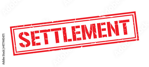 Settlement word stamp symbol isolated on white background. Grunge red rubber stamps sign.