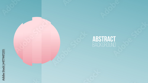 Futuristic abstract background with round sphere. Banner with soft color gradient geometric split shape. Vector illustration.
