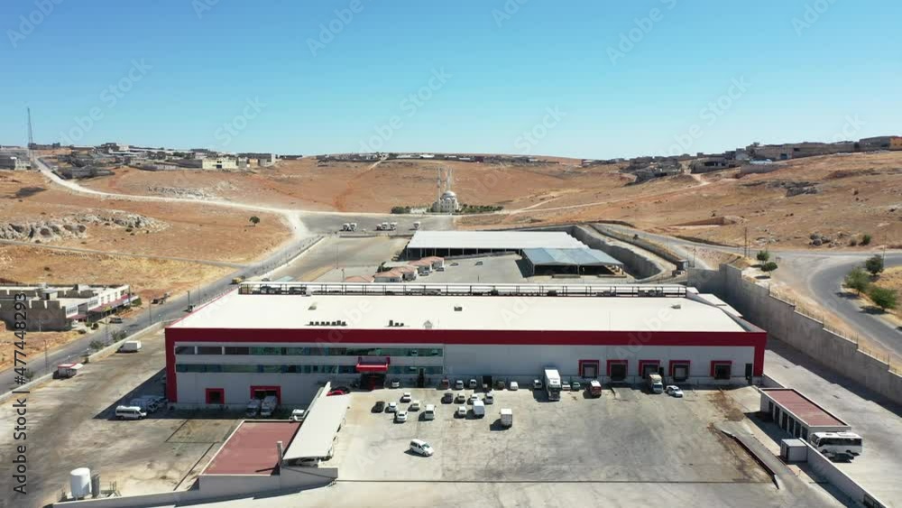 Drone overhead view of factories in daylight. Turkey factories. Drone overhead view of factories in daylight. Turkey factories.
