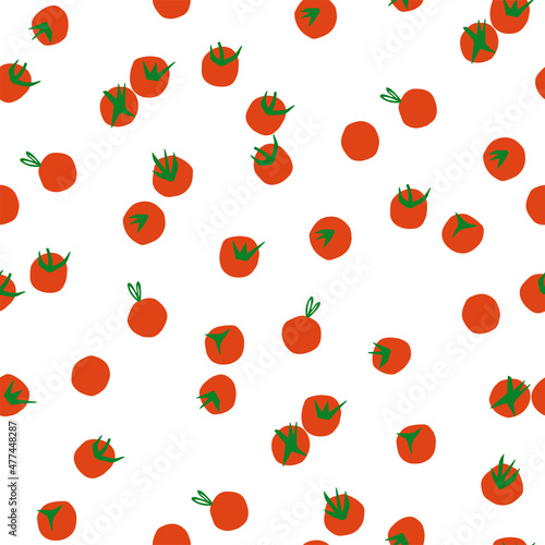 Vector cute mini tomato illustration motif seamless repeat pattern fashion fabric home decor print textile digital artwork 