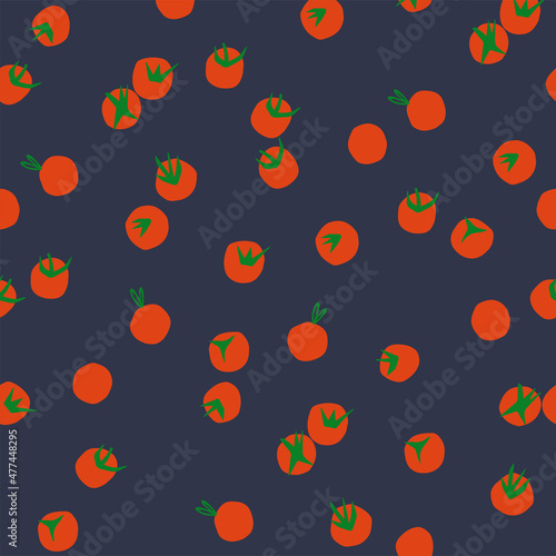 Vector cute mini tomato illustration motif seamless repeat pattern fashion fabric home decor print textile digital artwork 