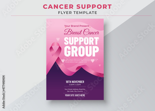 Breast Cancer Awareness Month, Breast Cancer Support Group flyer, Cancer Support Group Flyers Template