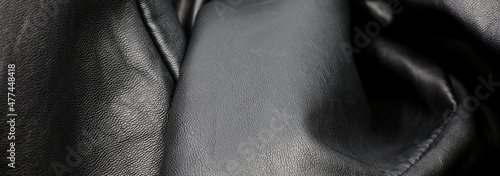 close-up black leather texture background