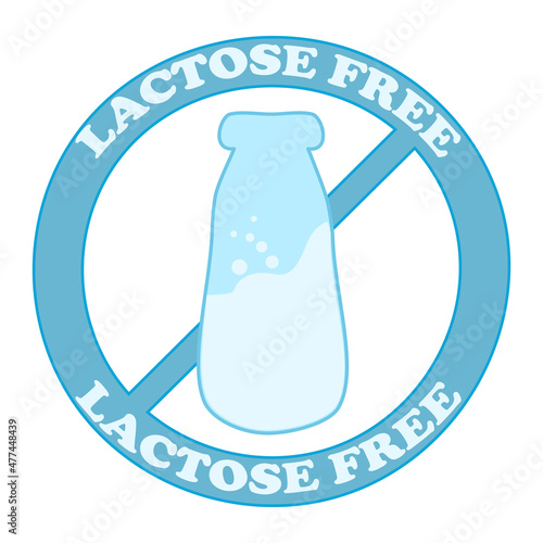 
Lactose free sign isolated on white background. Lactose free logo icon. Contains no lactose icon for label for healthy dairy food product package.Without lactose food symbol.Stock vector illustration