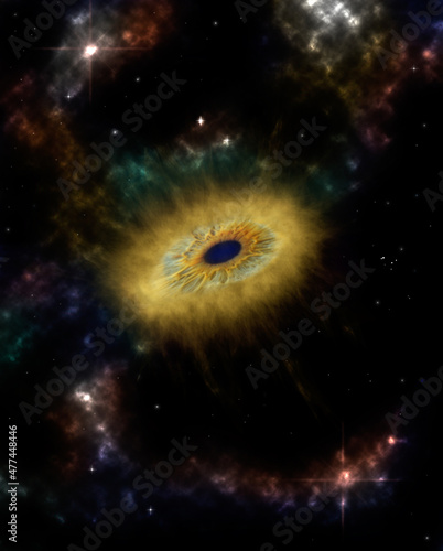 Fototapeta Naklejka Na Ścianę i Meble -  Part of cosmic space with strange yellow nebula like eye