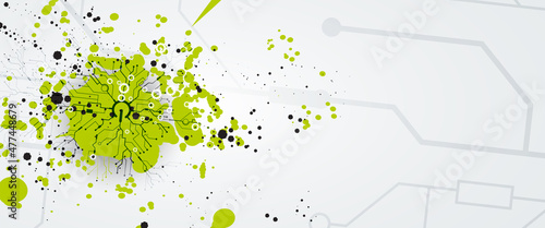 Quantum processing. Deep learning artificial intelligence. Future new technology  for business or science presentation