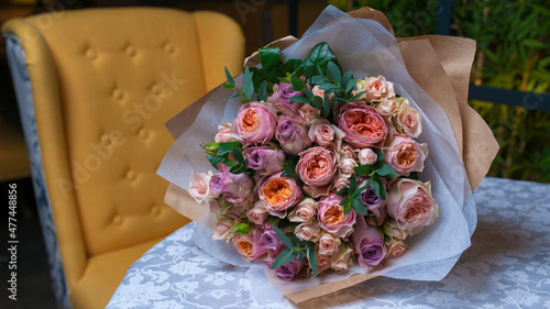 photo of a bouquet of flowers on the table