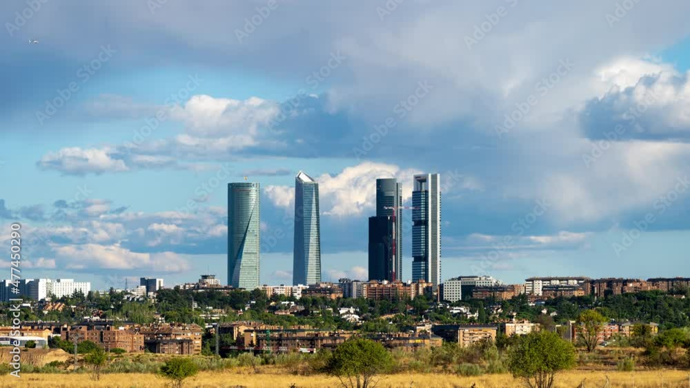 Madrid Skyline Timelapse rainbow and stormy clouds Madrid Skyline Timelapse rainbow and stormy clouds