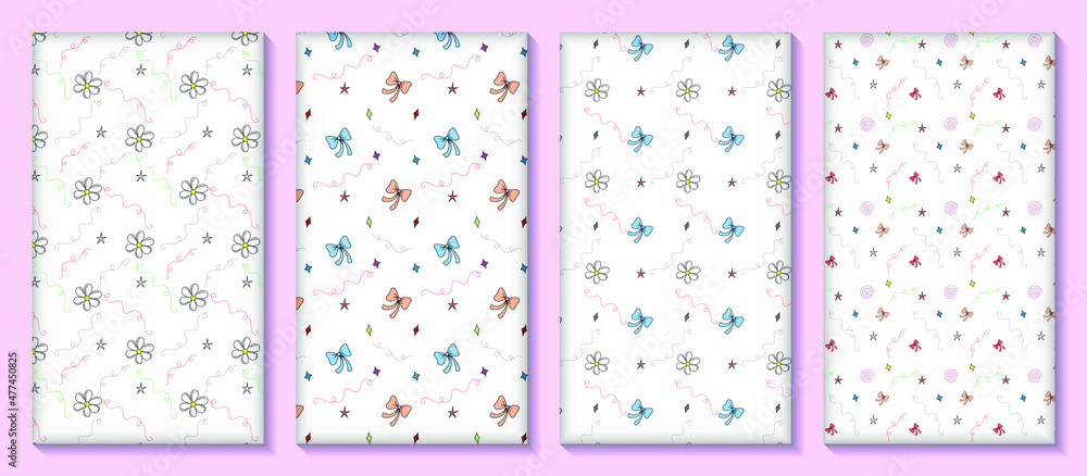 Set of floral and doodle seamless patterns. Vector illustration. All patterns are in swatches..