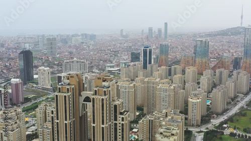 Aerial view of towers skyline Atasehir with modern towers in Istanbul photo