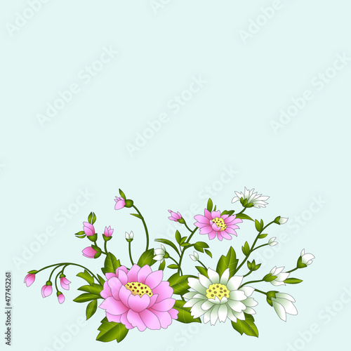 Vector frame of flowers. Vintage floral elements Isolated botanical illustration for a postcard.