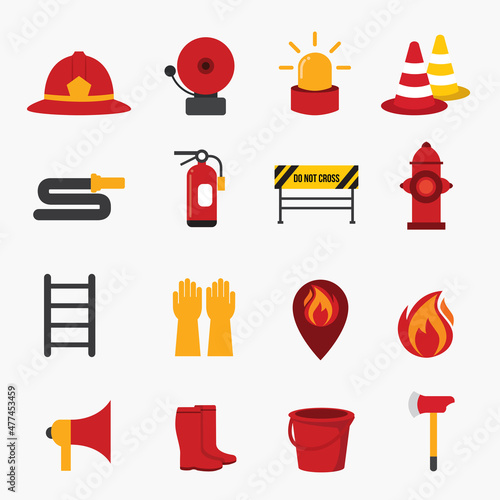 Set of fire fighting icon vector design