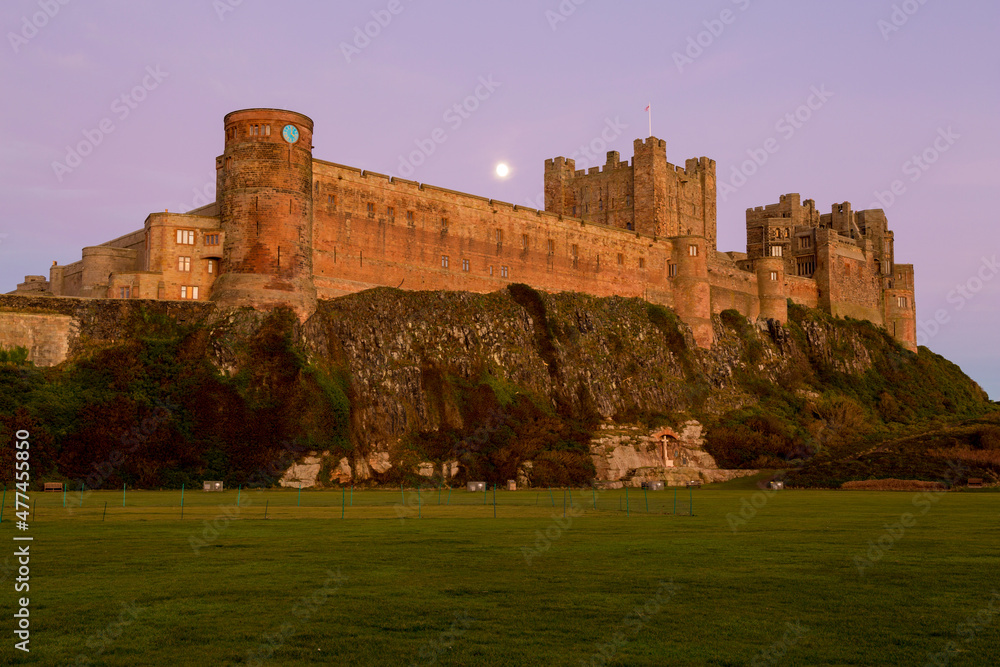 Bambrugh Castle at sunset