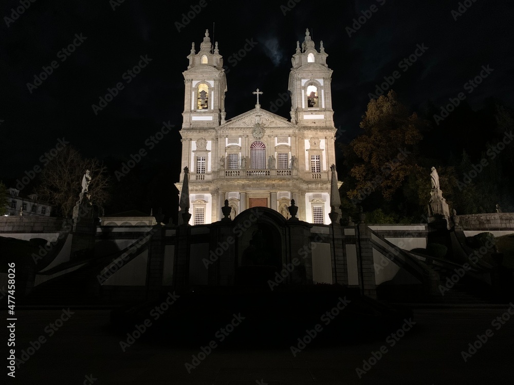 Church of Bom Jesus do Monte at night, Braga, Portugal