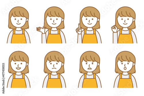 女性 エプロン 人物 イラスト ベクター AI 素材