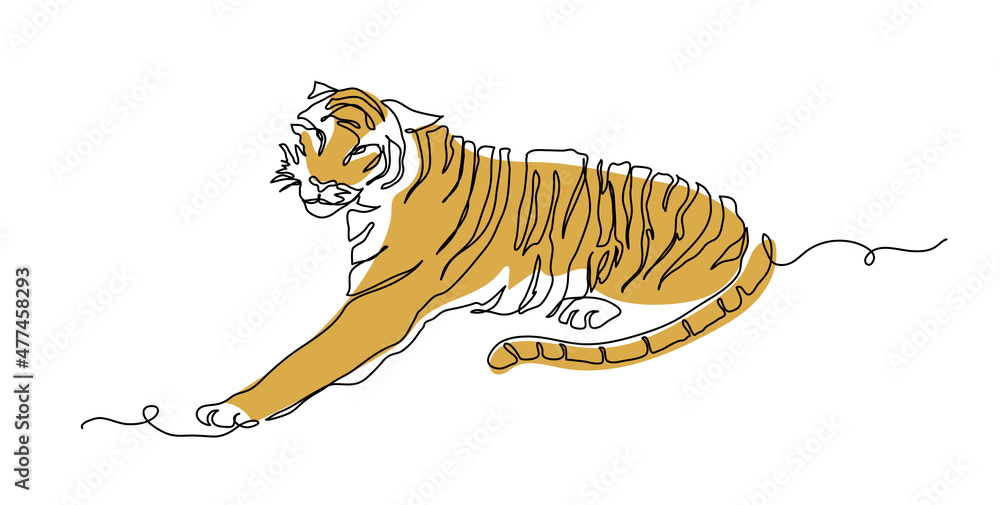 Two tigers black silhouettes on white background chinese tiger simple  realistic sketch hand ink drawing vector illustration for new year design  11016664 Vector Art at Vecteezy