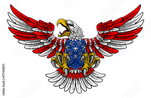 American Flag Bald Eagle Mascot Cartoon Claws