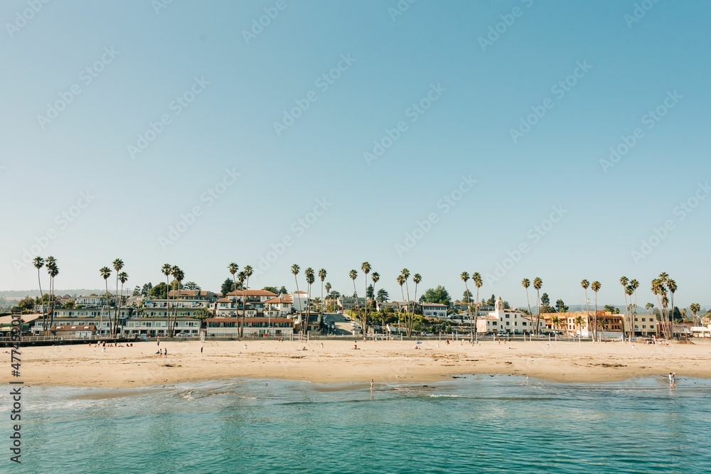 View of the beach from the wharf in Santa Cruz, California