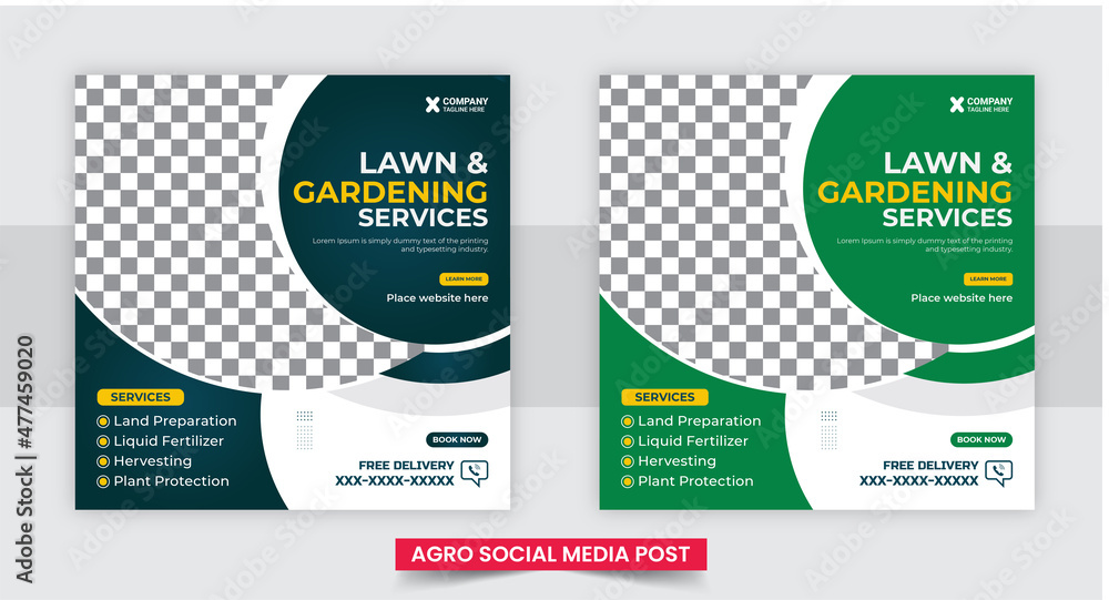  Agro farm services social media post or web banner template design