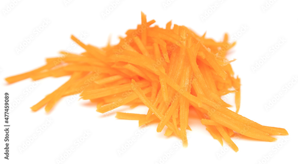 Fototapeta premium Sliced carrots isolated on white background.