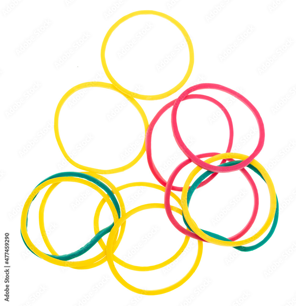 Multi-colored rubber bands isolated on white background. Multi-colored rubber bands isolated on white background.