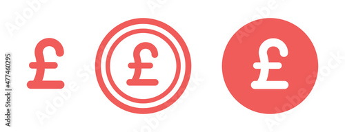 Coin with pound sign icon set. British currency symbol vector illustration. 