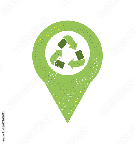 location pin with recycle sign