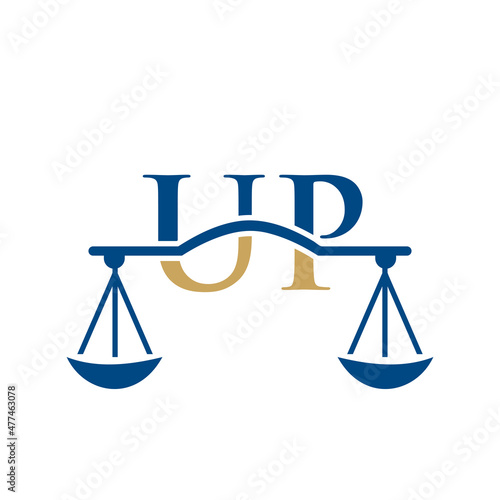 Law Firm Letter UP Logo Design. Lawyer, Justice, Law Attorney, Legal, Lawyer Service, Law Office, Scale, Law firm, Attorney Corporate Business UP Initial Letter Logo Template