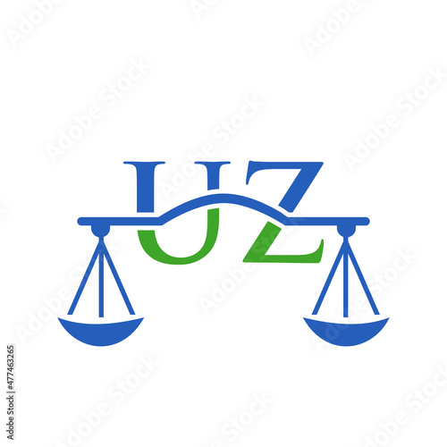 Law Firm Letter UZ Logo Design. Lawyer, Justice, Law Attorney, Legal, Lawyer Service, Law Office, Scale, Law firm, Attorney Corporate Business UZ Initial Letter Logo Template