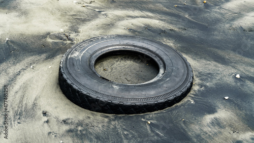 Tyre buried in the Sand