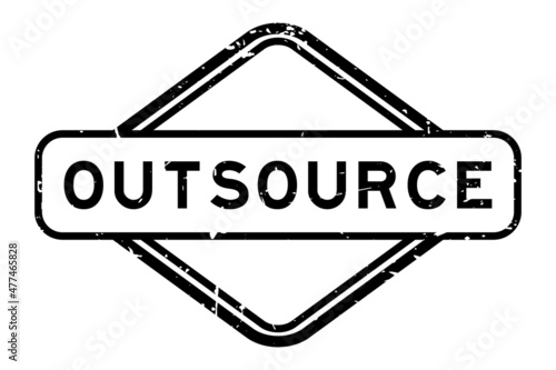 Grunge black outsource word rubber seal stamp  on white background