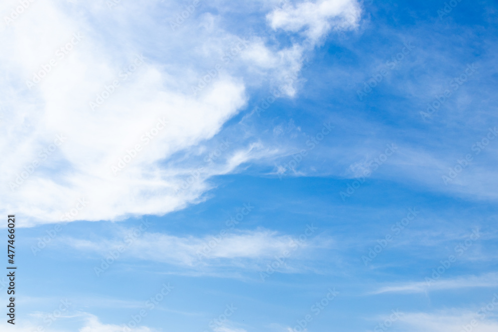 Clear blue color sky with white cloud background