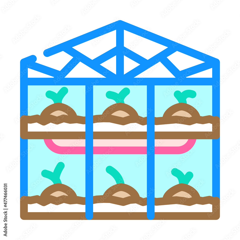 Naklejka premium greenhouse farmland construction color icon vector. greenhouse farmland construction sign. isolated symbol illustration