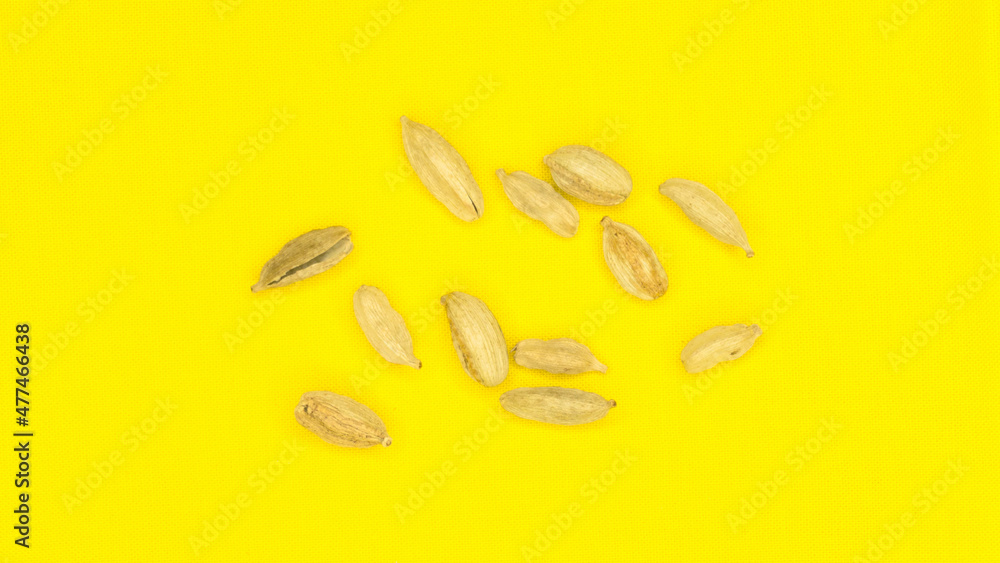 Orange seeds, photo on a yellow background Orange seeds, photo on a yellow background
