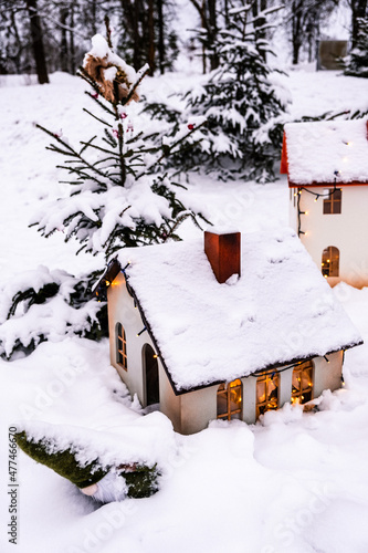 Wallpaper Mural Christmas decoration house in the snow. Torontodigital.ca