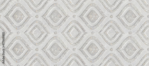 Fototapeta Naklejka Na Ścianę i Meble -  Wave Pattern with cement texture 3d illustration background, relief wall tile surface