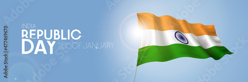 India republic day greeting card, banner with template text vector illustration