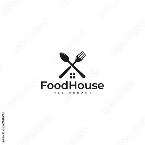 spoon fork and hose, food house logo design
