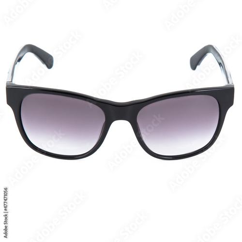 blue sunglasses frames on white background. Sun goggles and glasses for vision in blue frames. 