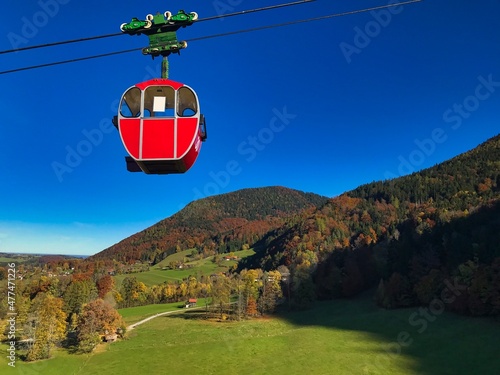 The historical Kampenwandbahn ropeway to the top of Kampenwand summit