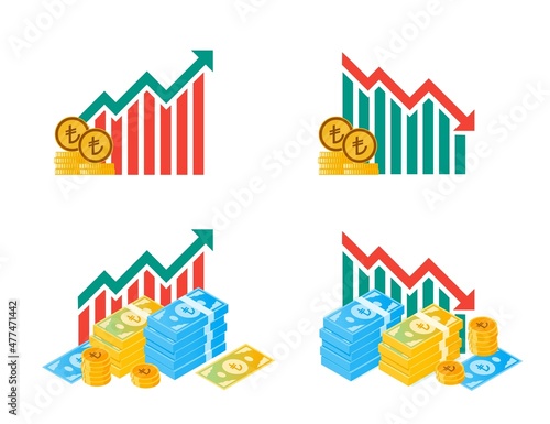 Turkish Lira Money Fluctuation Illustrations