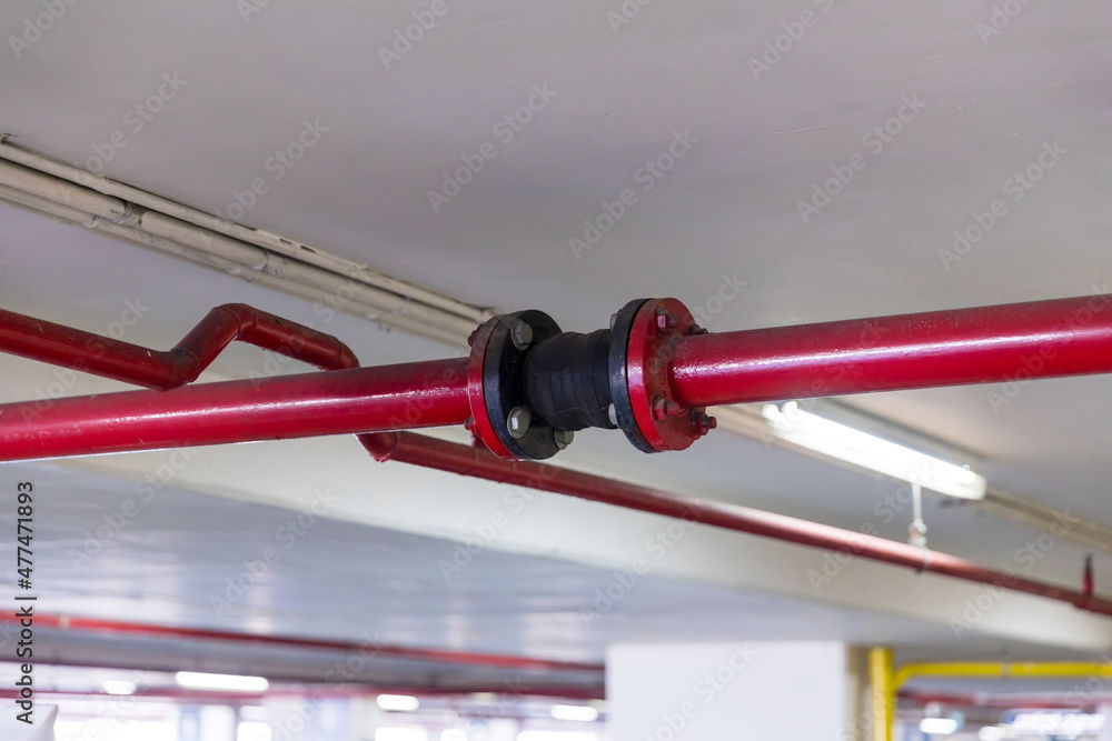 Flexible rubber expansion joints of steel pipe, part of water supply