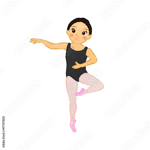 Girl doing basic ballet passe lessons 02