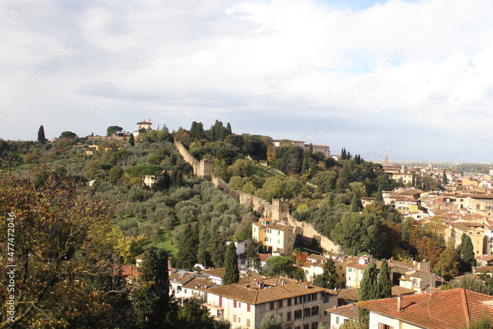 A view of Forte di Belvedere in Florence, Italy taken from Piazzale Michelangelo.