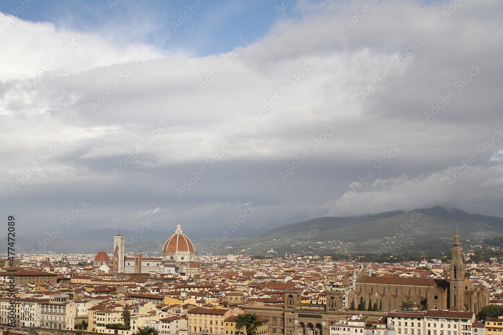 Panoramic view of Florence, Italy viewed from Piazzale Michelangelo.