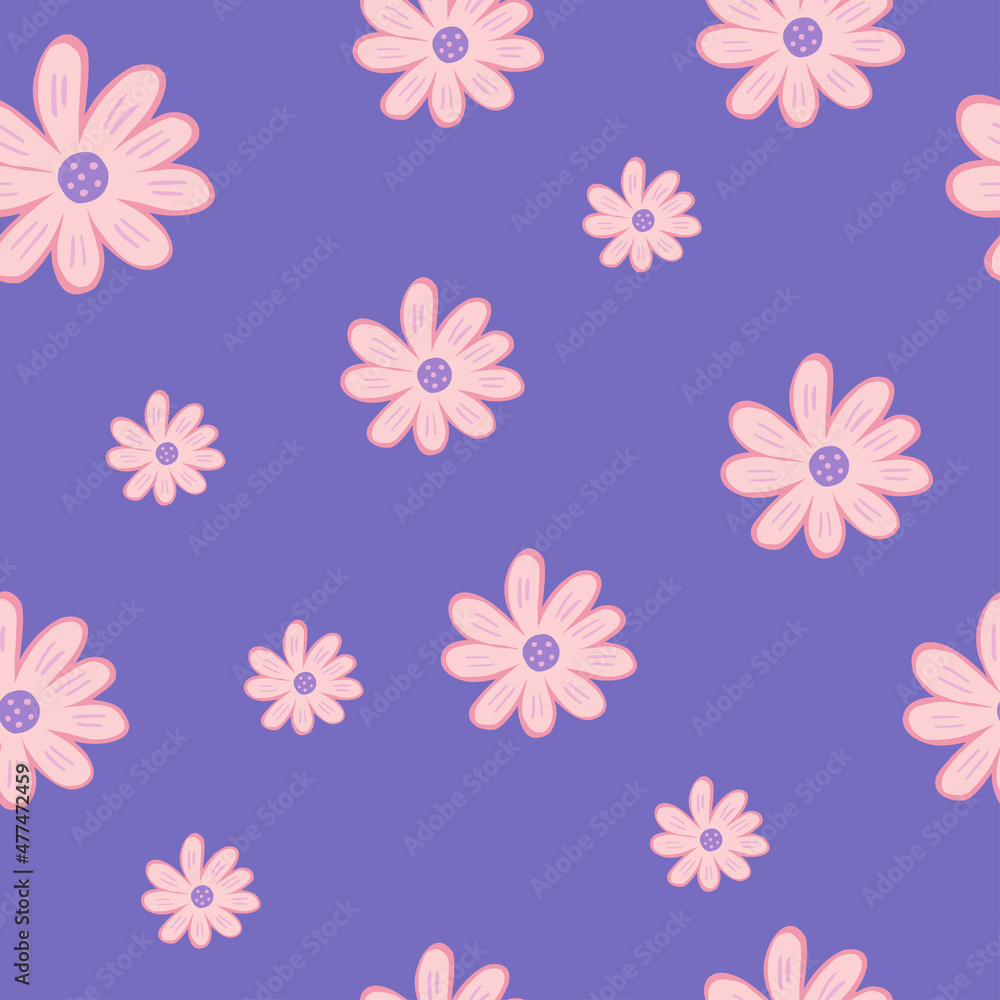 Doodle ditsy seamless pattern. Hand drawn chamomile print. Abstract floral ornament Doodle ditsy seamless pattern. Hand drawn chamomile print. Abstract floral ornament