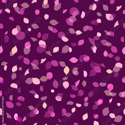 Pink flower petals. Seamless background. Vector illustration