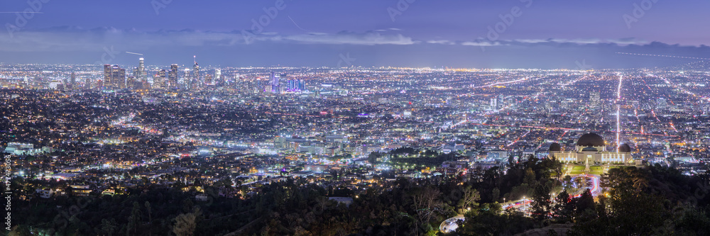 Panorama of LA Skyline at Night