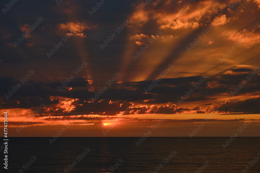 Landscape shot of the beautiful evening sunset skies at Black Sea.
