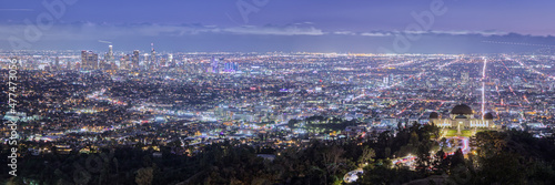 Panorama of LA Skyline at Night